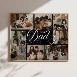 Affiche Collage de photos B & W Dad Script Typography 6