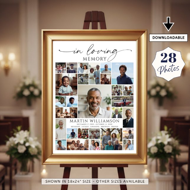 Affiche Collage de photos Célébration funéraire de la vie  (Créateur téléchargé)