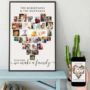 Affiche Collage de photos cœur amour personnalisé