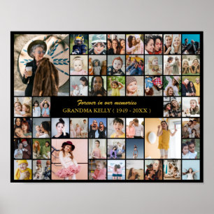 Affiche Collage de photos commémoratives 50 photos En souv
