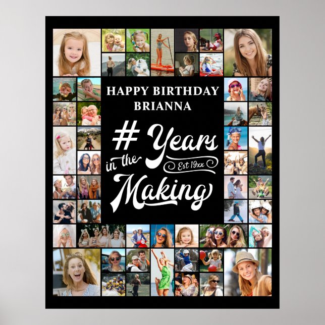 Affiche Collage de photos d'anniversaire 51 ans, des année (Devant)