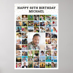 Affiche Collage de photos d'anniversaire 55 ans, personnal