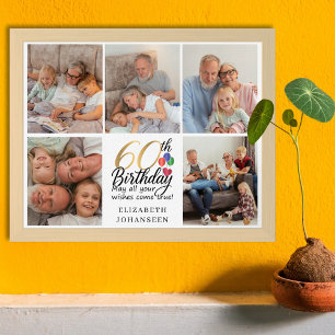 Affiche Collage de photos d'anniversaire 60 ans Script Typ
