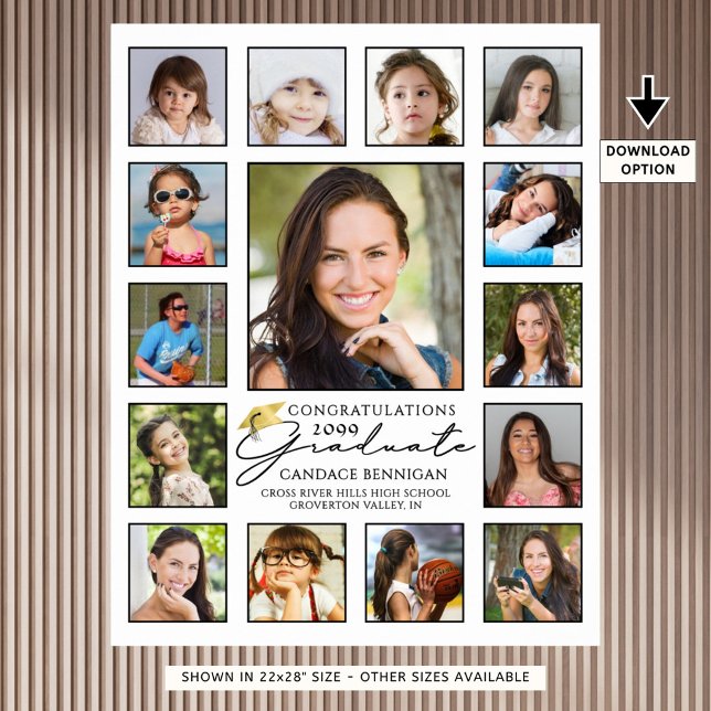 Affiche Collage de photos de 15 ans et moins Script manusc (Créateur téléchargé)