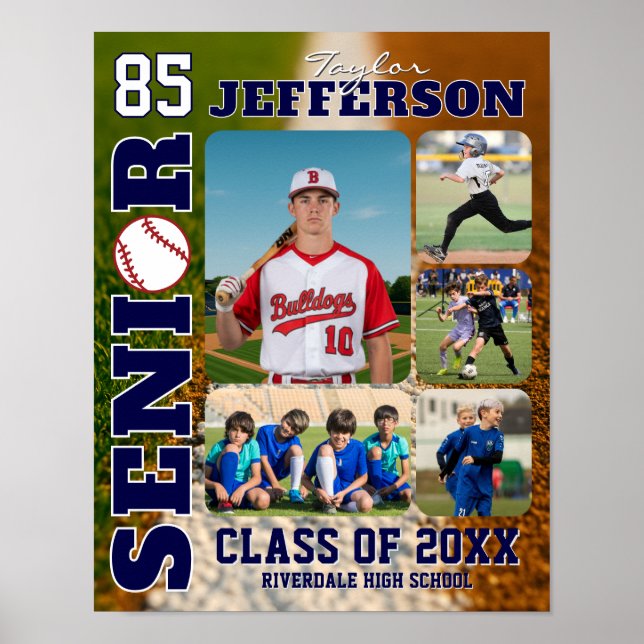 Affiche Collage de photos de baseball pour la soirée des s (Devant)