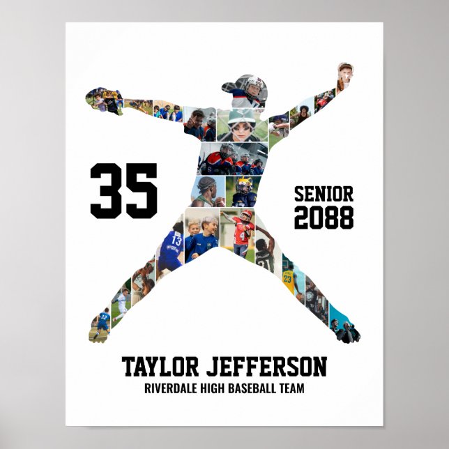 Affiche Collage de photos de baseball pour lanceur senior (Devant)