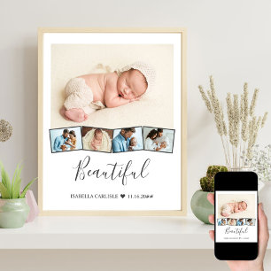 Affiche Collage de photos de bébé en zigzag personnalisé