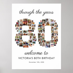 Affiche Collage de photos de bienvenue pour 80e anniversai