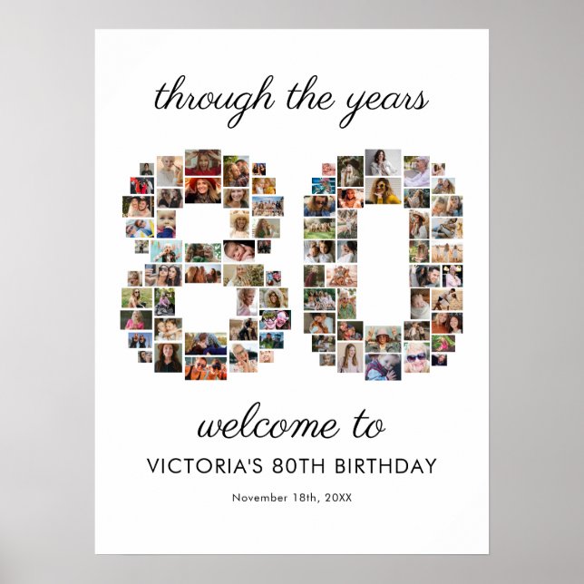 Affiche Collage de photos de bienvenue pour 80e anniversai (Devant)