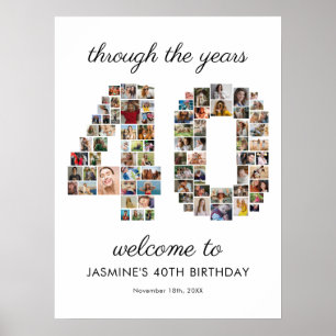 Affiche Collage de photos de bienvenue pour les 40 ans