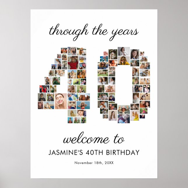 Affiche Collage de photos de bienvenue pour les 40 ans (Devant)