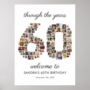 Affiche Collage de photos de bienvenue pour les 60 ans