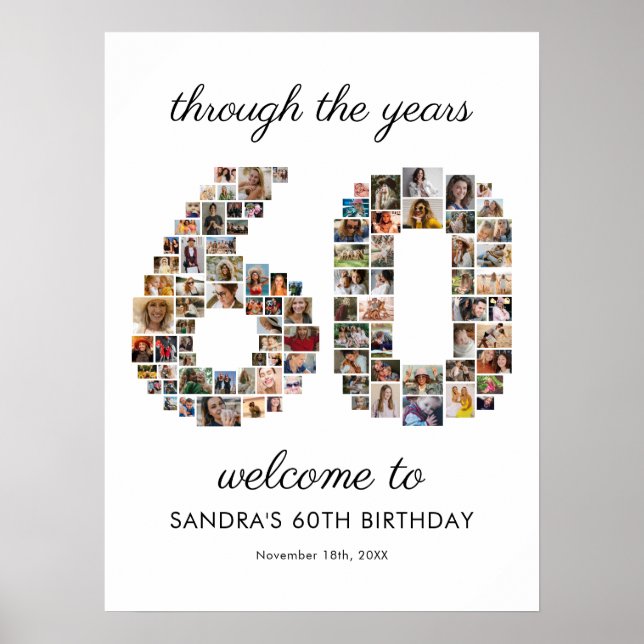 Affiche Collage de photos de bienvenue pour les 60 ans (Devant)