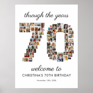 Affiche Collage de photos de bienvenue pour les 70 ans