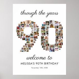 Affiche Collage de photos de bienvenue pour les 90 ans