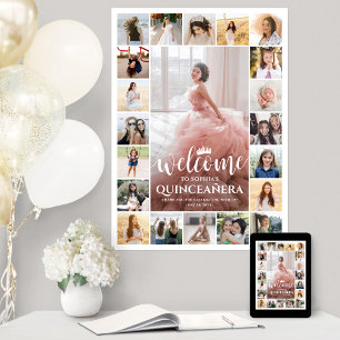 Affiche Collage de photos de bienvenue pour Quinceañera 15