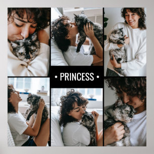 Affiche Collage de photos de chats personnalisé avec monog