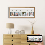 Affiche Collage de photos de famille 6 Bande d'images pers<br><div class="desc">Impression personnalisée avec le mot FAMILY en haut de vos photos. Le modèle photo est configuré pour vous pour ajouter 6 de vos photos préférées, qui sont affichées en format carré dans un style simple, style bande, collage photo. Cette pièce élégante et élégante a une palette de couleurs neutres de...</div>