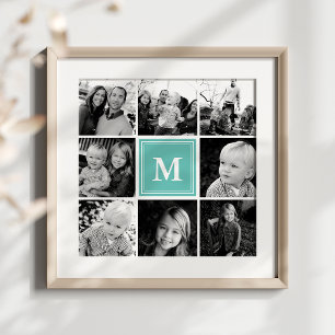 Affiche Collage de photos de famille au monogramme sarcell