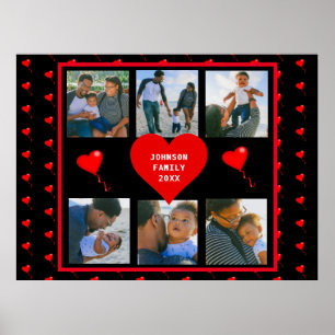 Affiche Collage de photos de famille Cœur de famille Fond