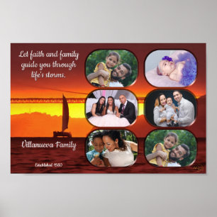 Affiche Collage de photos de famille Coucher de soleil 112