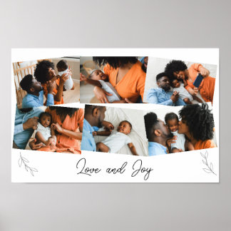 Affiche Collage de photos de famille Love and Joy Script
