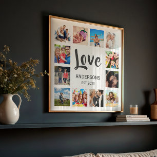 Affiche Collage de photos de famille personnalisé blanc