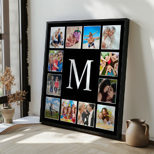 Affiche Collage de photos de famille personnalisé noir