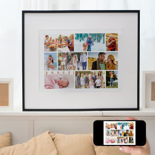 Affiche Collage de photos de famille style maçonnerie blan