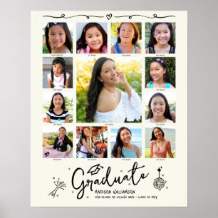 Affiche Collage de photos de fin d'études Crème K–12 Doodl
