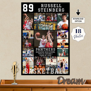 Affiche Collage de photos de fin d'études de basketball 18