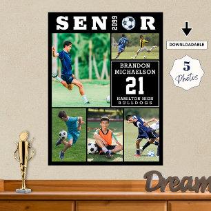 Affiche Collage de photos de fin d'études de football 5