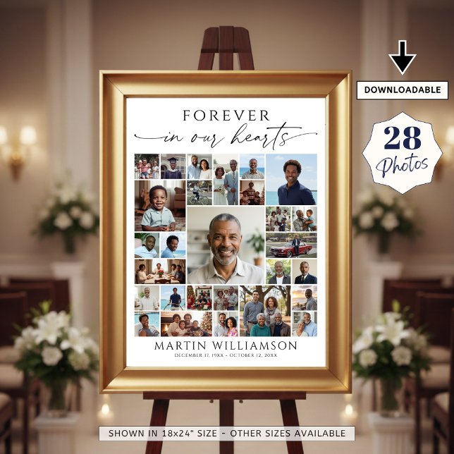 Affiche Collage de photos de funérailles À jamais dans nos (Créateur téléchargé)