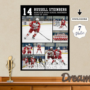 Affiche Collage de photos de hockey pour les élèves de ter