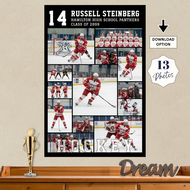 Affiche Collage de photos de hockey pour un élève de termi (Créateur téléchargé)