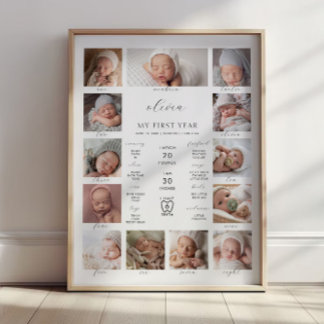 Affiche Collage de photos de jalons d'anniversaire minimal