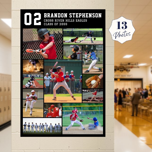 Affiche Collage de photos de joueur de baseball numéro 13 (Créateur téléchargé)