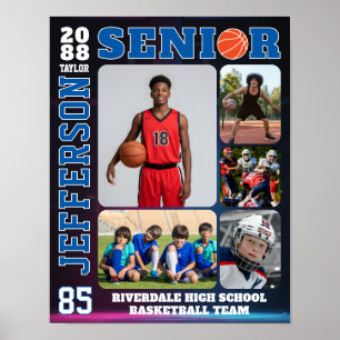 Affiche Collage de photos de joueur de basket-ball pour la