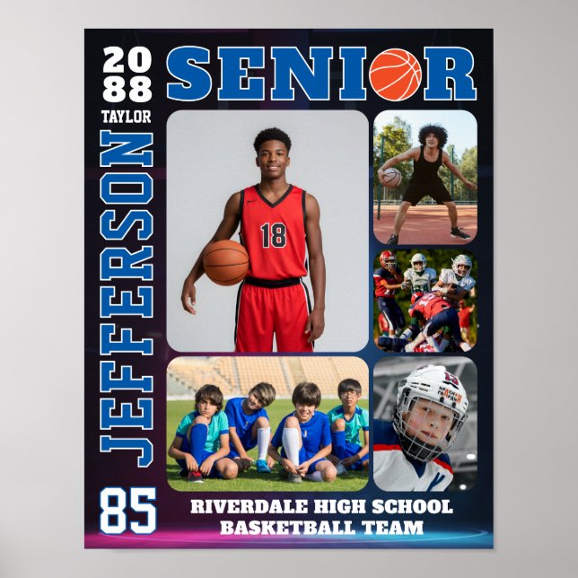 Affiche Collage de photos de joueur de basket-ball pour la (Devant)