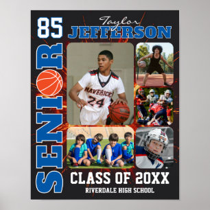 Affiche Collage de photos de joueur d'équipe de basketball