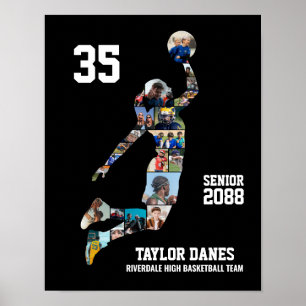 Affiche Collage de photos de joueuse de basket-ball senior