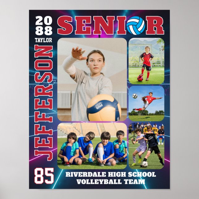 Affiche Collage de photos de l'équipe de volley-ball senio (Devant)