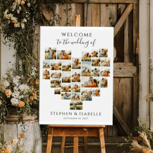 Affiche Collage de photos de mariage moderne de bienvenue