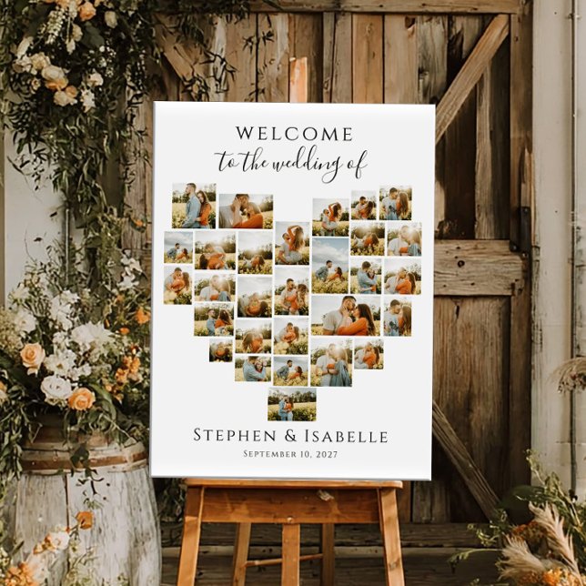 Affiche Collage de photos de mariage moderne de bienvenue (Créateur téléchargé)