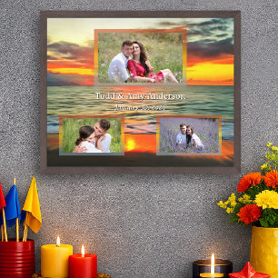 Affiche Collage de photos de mariage personnalisé Coucher