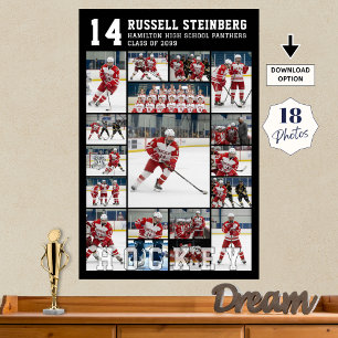 Affiche Collage de photos de remise de diplômes de hockey 