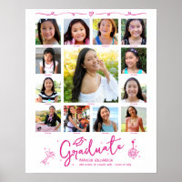 Collage de photos de remise de diplômes rose K–12