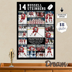 Affiche Collage de photos de remise des diplômes de hockey