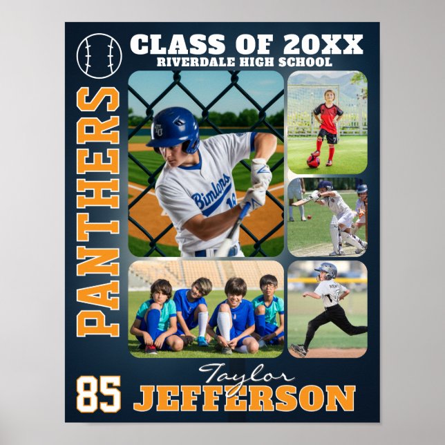 Affiche Collage de photos d'équipe de baseball au lycée (Devant)