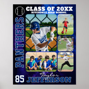 Affiche Collage de photos d'équipe de baseball au lycée